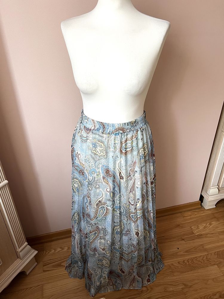 Spodnica midi długa wzorzysta boho hippie na lato plisowana na gumkę