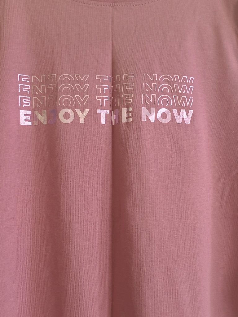 Różowa bluzka z długim rękawem Enjoy the now L nowa