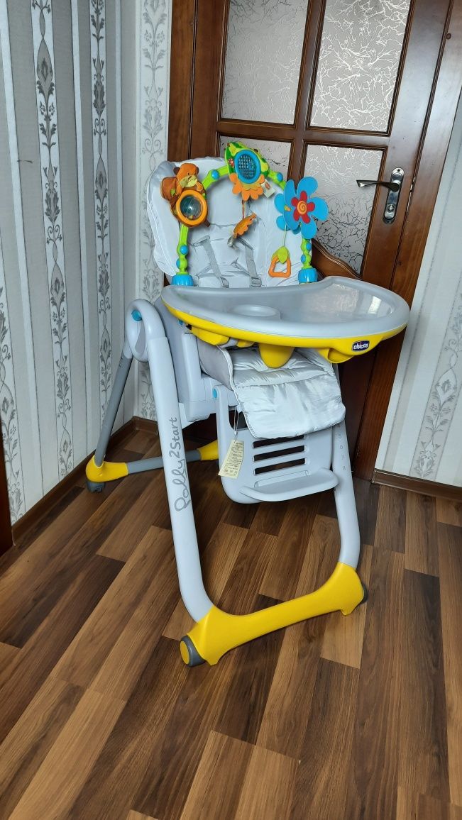 З НОВИМ ЧОХЛОМ Chicco polly 2start крісло столик годувальний