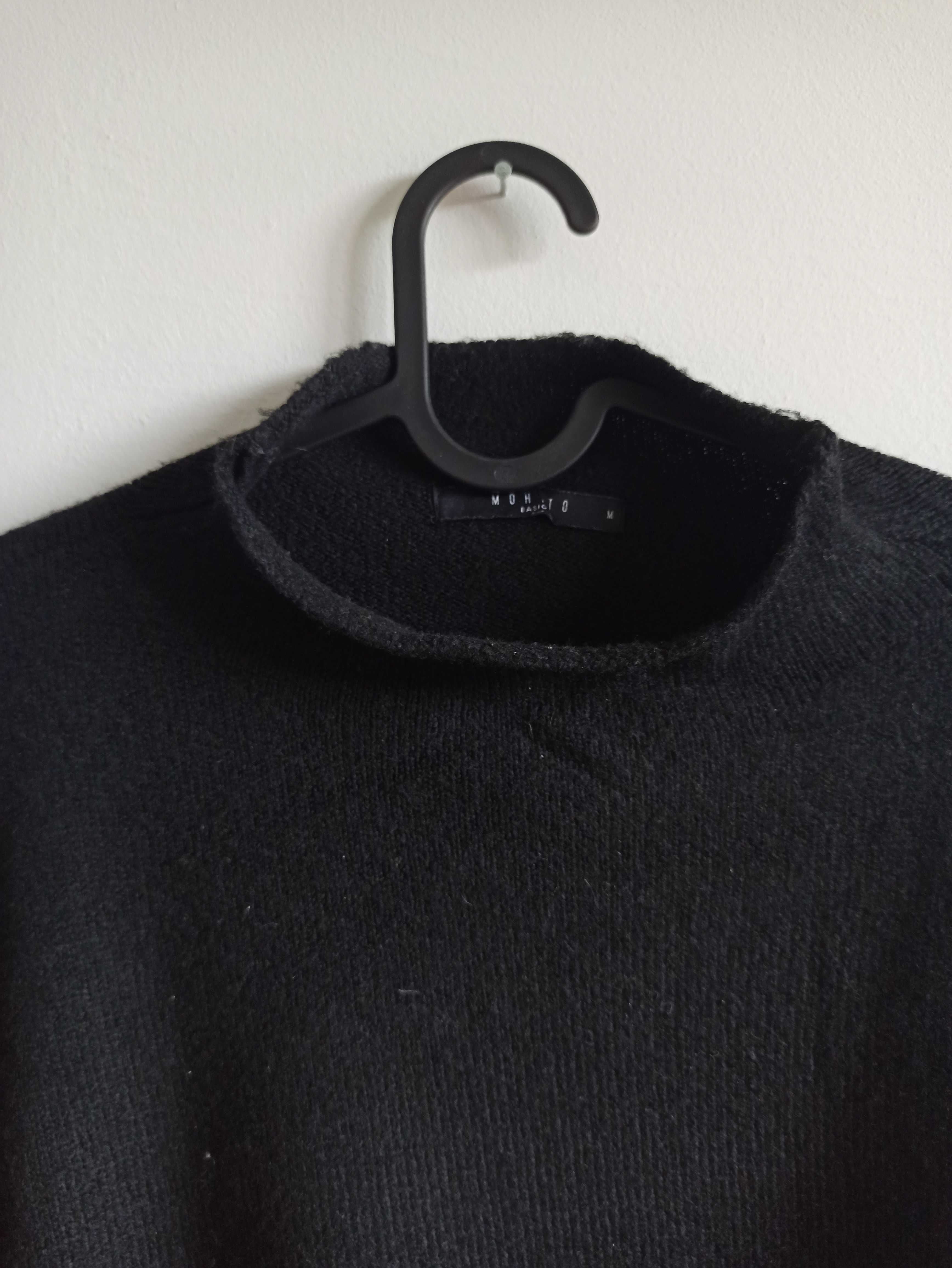 Mohito czarna krótka mini sukienka sweterowa sweter z golfem S 36 M 38