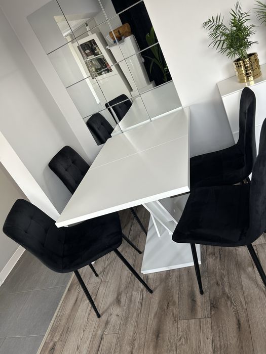 Stol+ krzesla (4 welurowe)