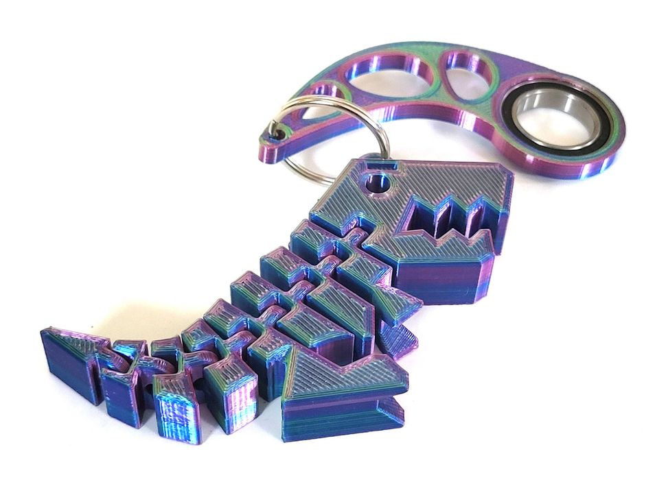 Brelok  KEYRAMBIT Keyspinner + Dinozaur 3 Kolorowy TIKTOK COMBO