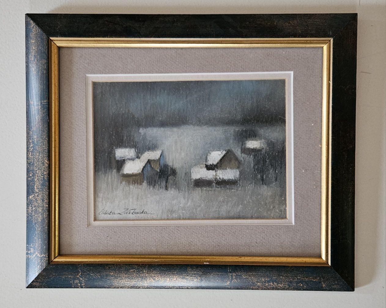Obrazek w drewnianej ramce 29x24.5cm