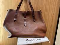 Duża Brązowa skórzana torebka Massimo Dutti