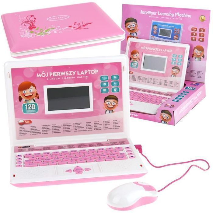 Laptop Interaktywny Edukacyjny Komputer dla Dzieci 120 Opcji Różowy