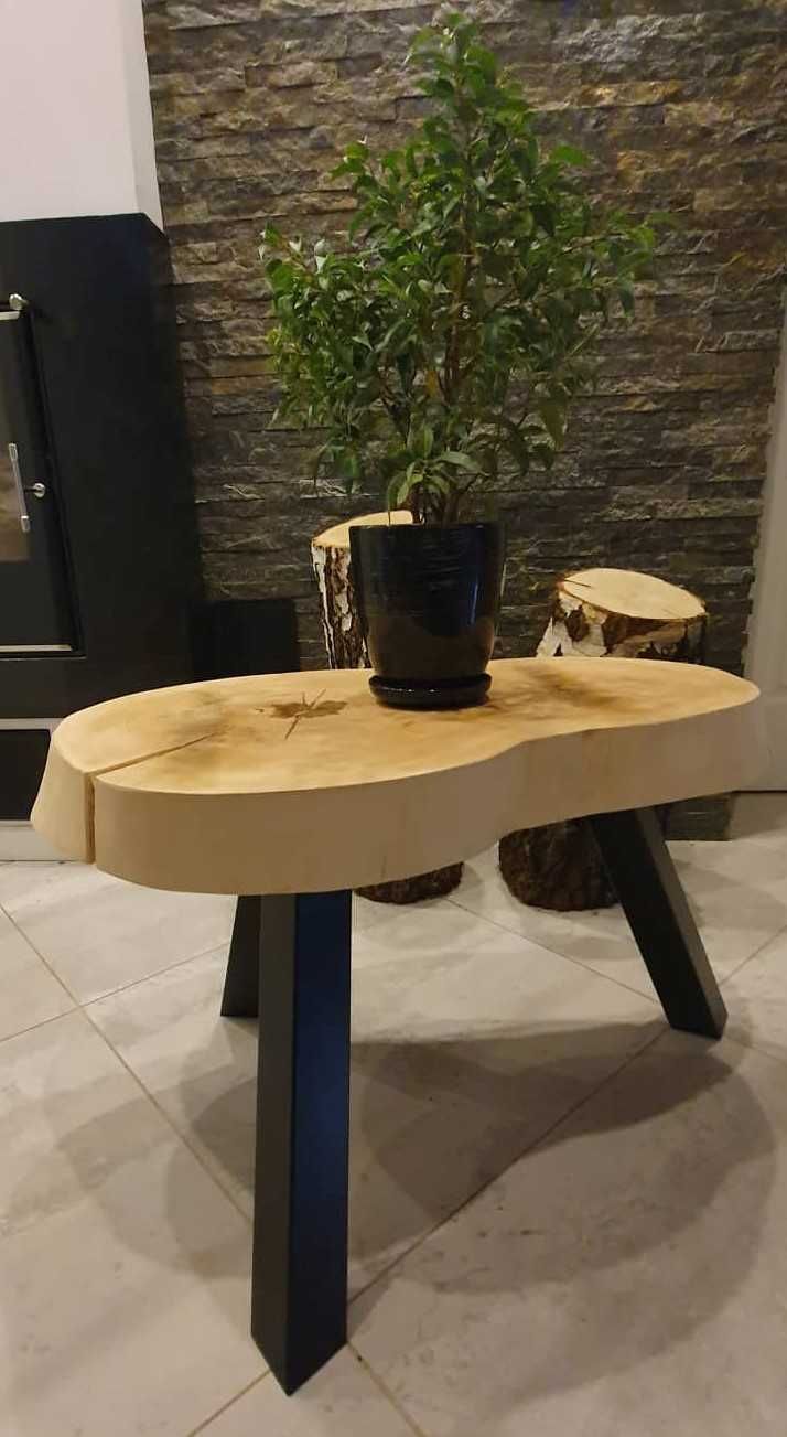 Stolik kawowy z drewna drewniany buk 8cm do salonu z plastra NOWY