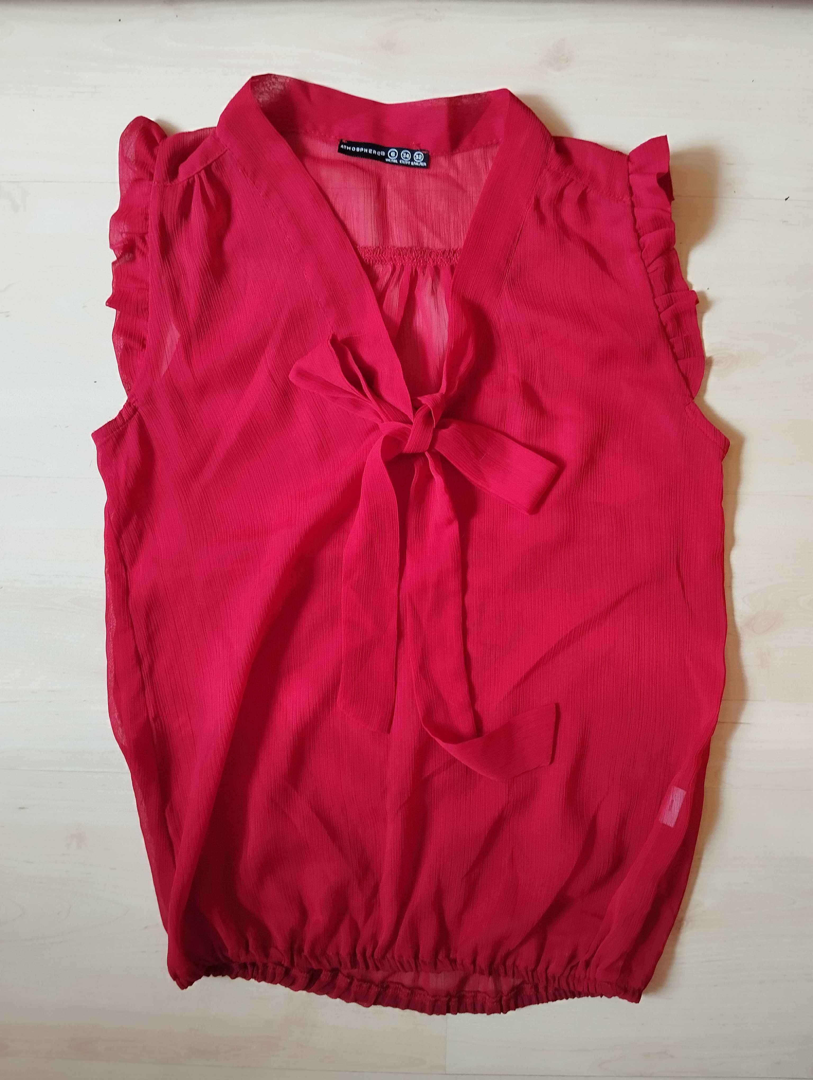 czerwony top wiązany na szyi xs bez rękawów retro vintage lużny marszc