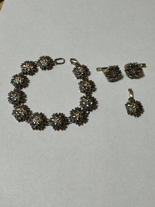 Украшения винтажные серебро  с позолотой