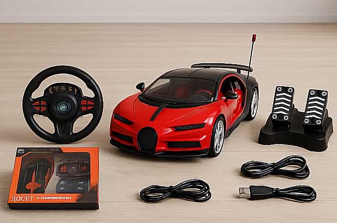 Samochód Zdalnie Sterowany Auto Na Pilot Rc Duży Kierownica Pedały