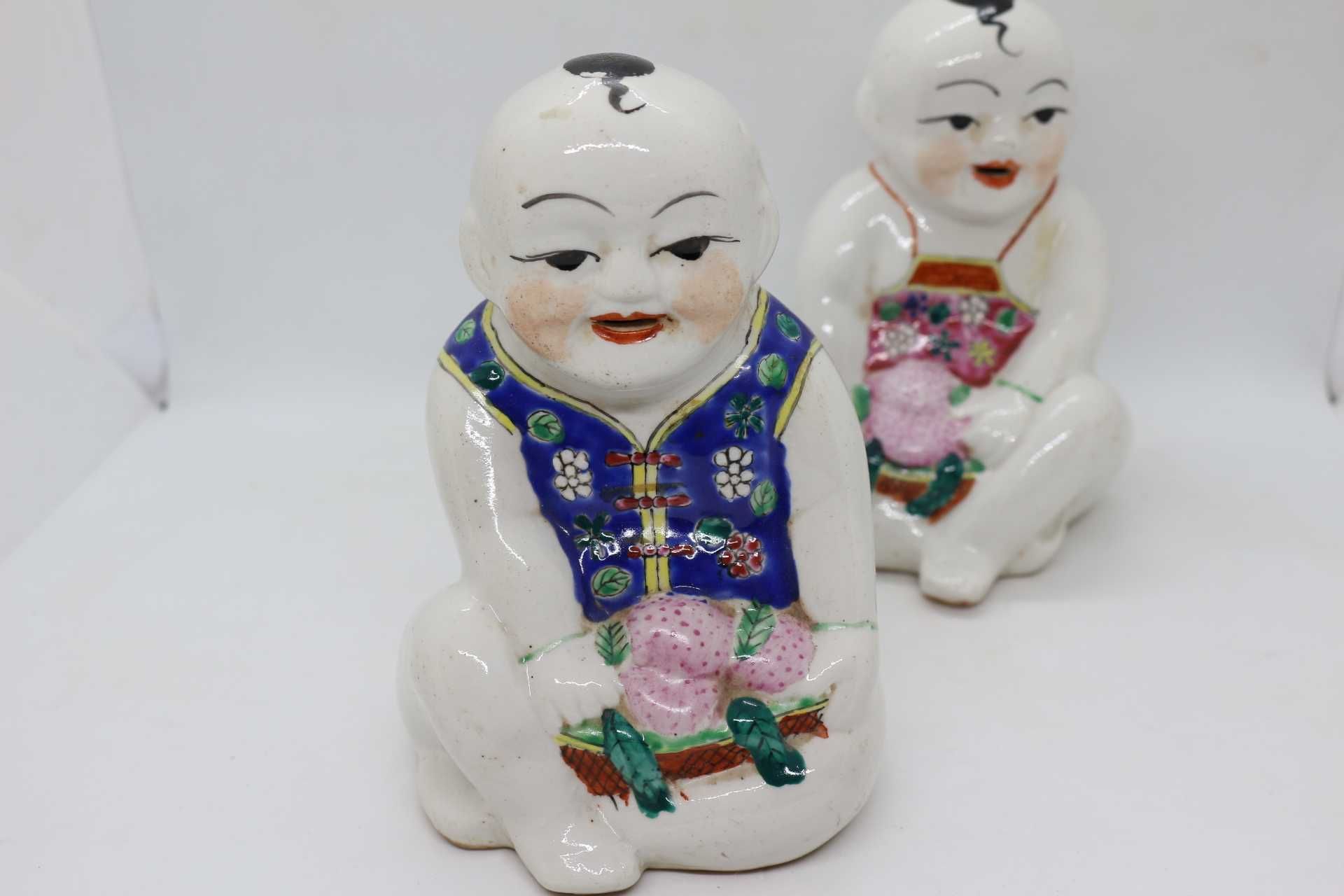 Grandes Bebes Porcelana Chinesa Decoração Policromática 15 cm