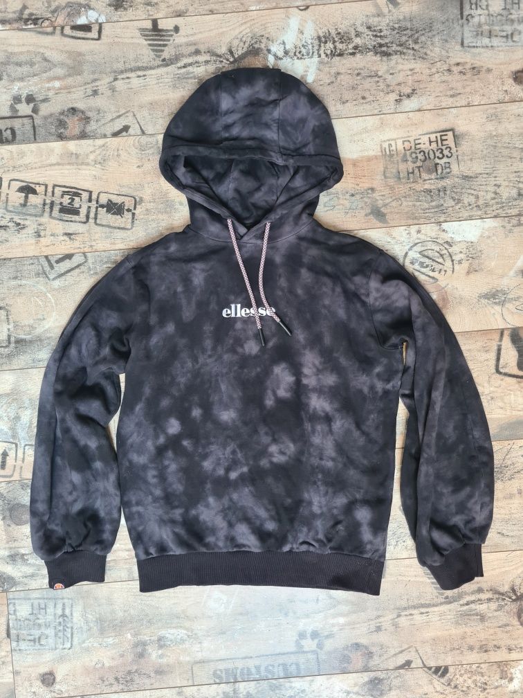 Bluza z kapturem Ellesse czarna szara S szerokie rękawy