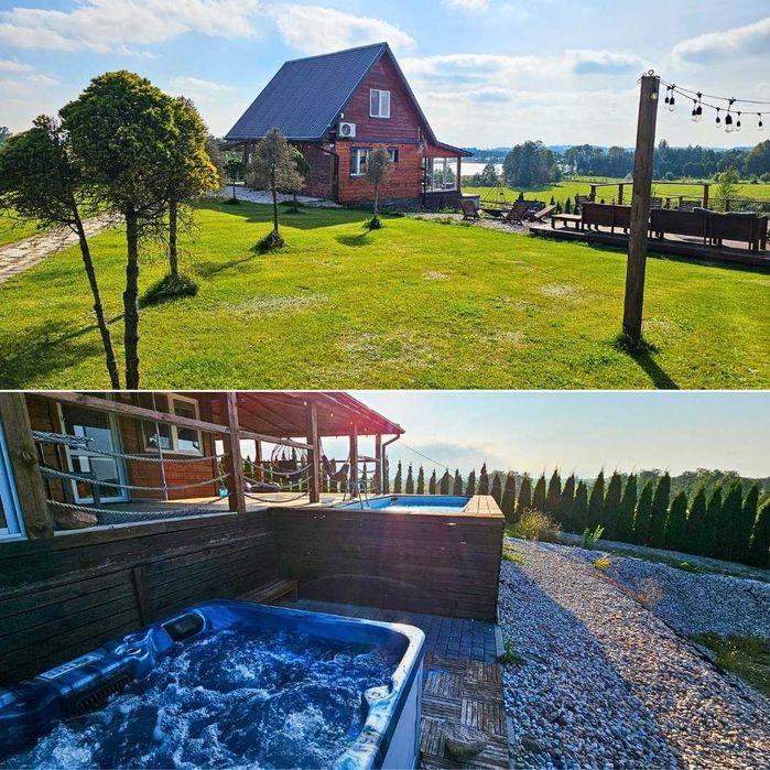 Domek z basenem – Mazury | Jacuzzi, sauna, jezioro – noclegi, wynajem
