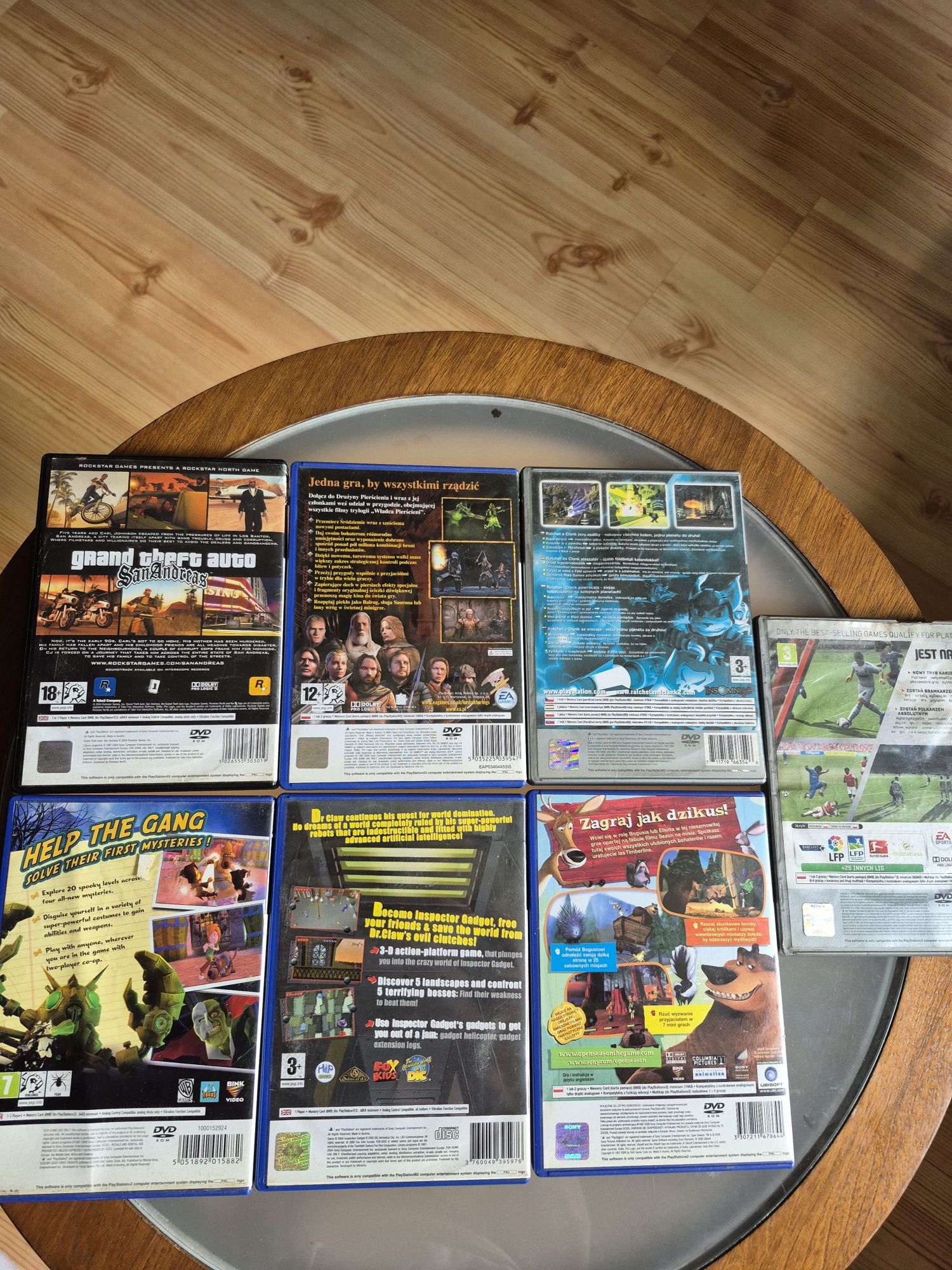 6 gier na PlayStation 2 Ps2 Gta San Andreas, Ratchet and clank, Scooby