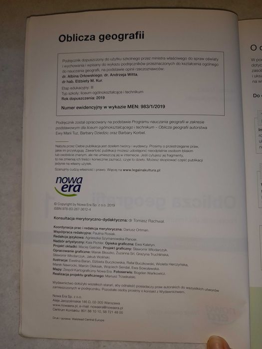 Geografia podręcznik 1 klasa liceum poziom podstawowy