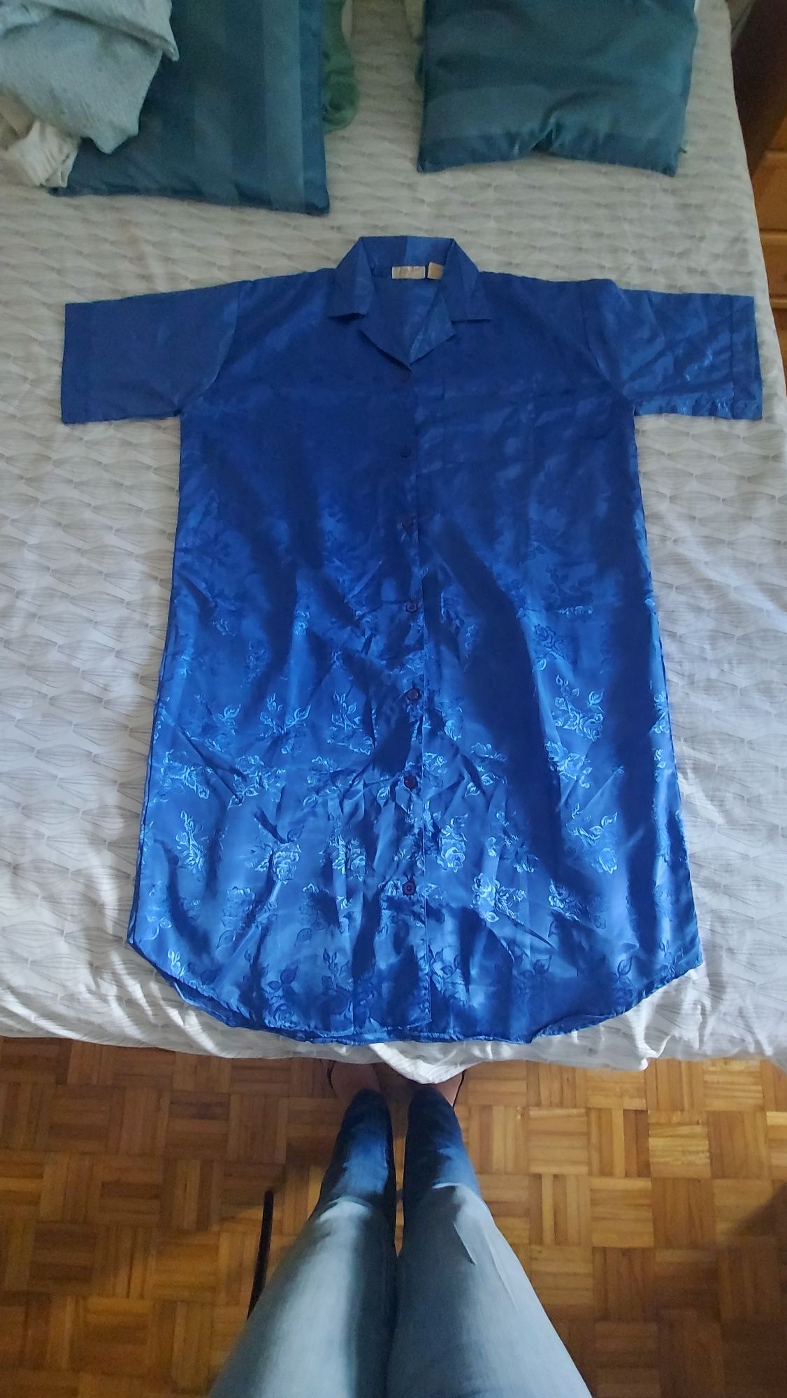 Vestido-camisa azulão | Tamanho Oversize