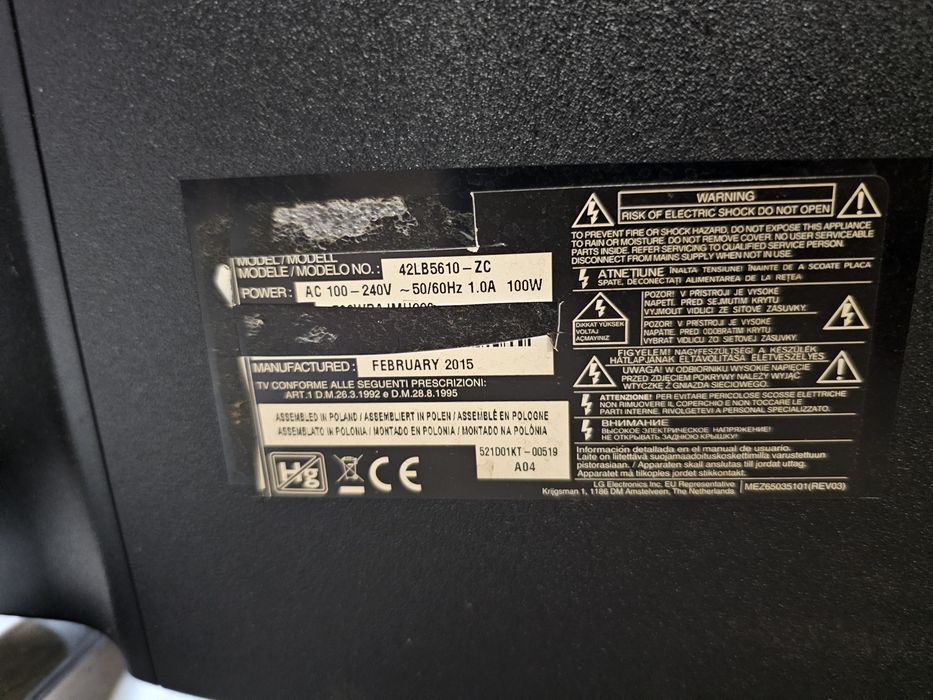 Telewizor LG 42 cale LED uszkodzone podświetlenie.