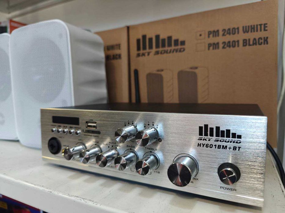 Трансляционный усилитель SKY SOUND HY-601MB+BT+SKY SOUND PM-2401W/TW