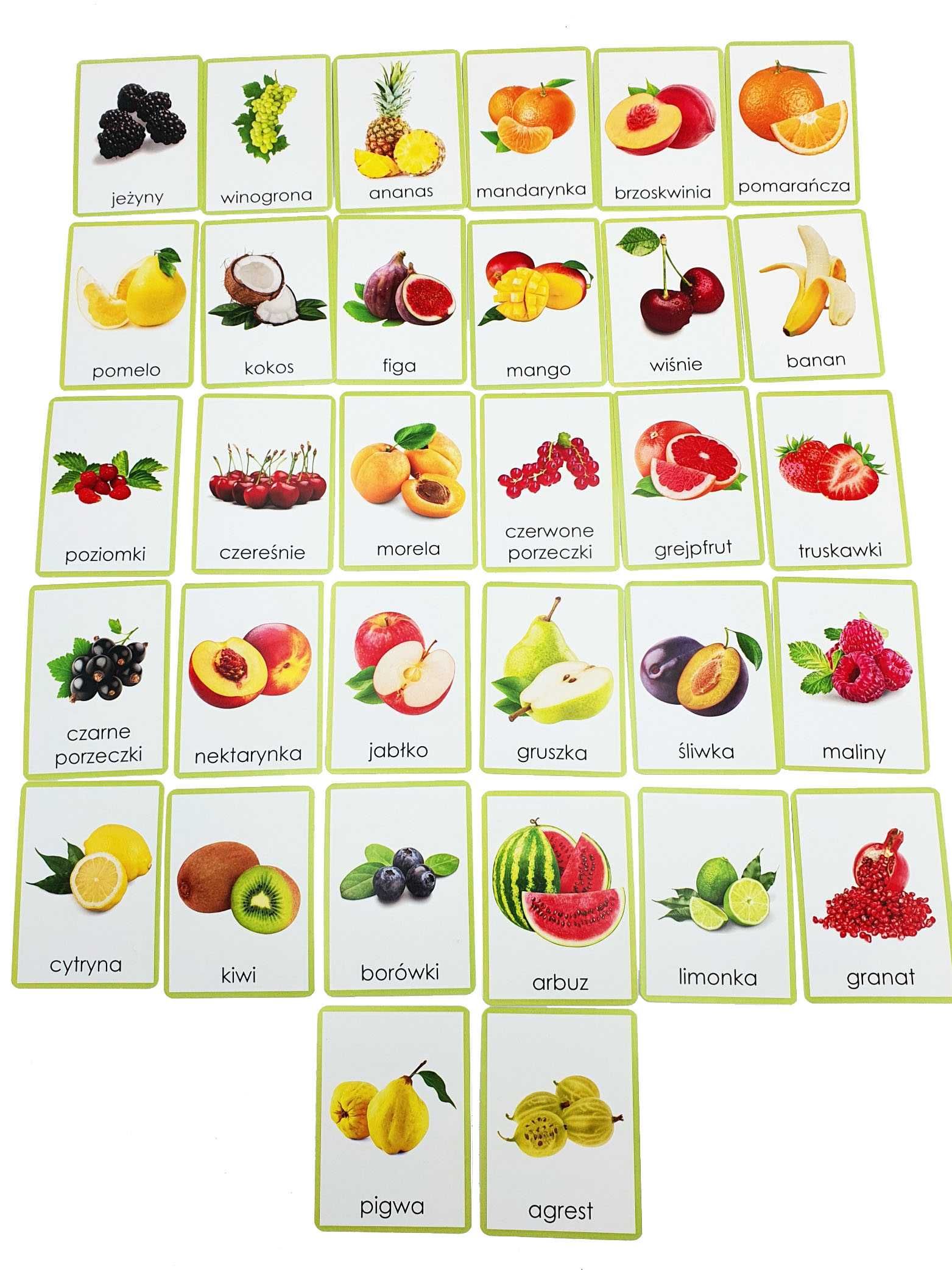 Karty obrazkowe FISZKI Montessori - Owoce - 32 karty 7x10cm