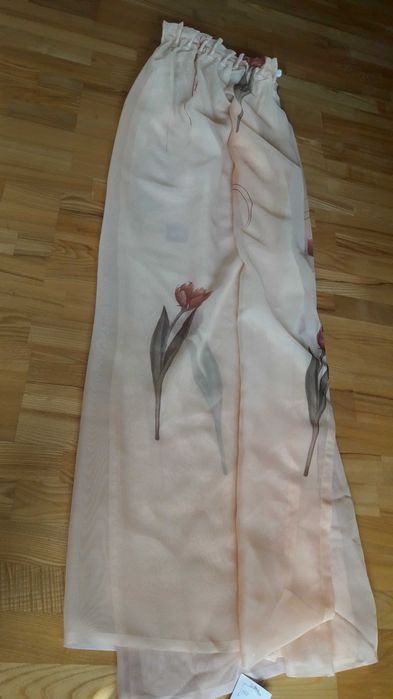 Pastelowy woal żółty-piaskowy firanka szer 160 x 150 wys tulipan