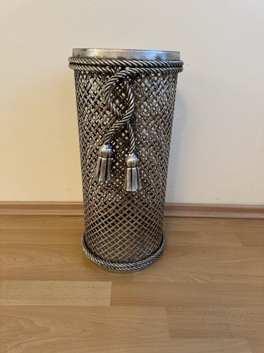 Parasolnik stojak kosz na parasole srebrny stylowy