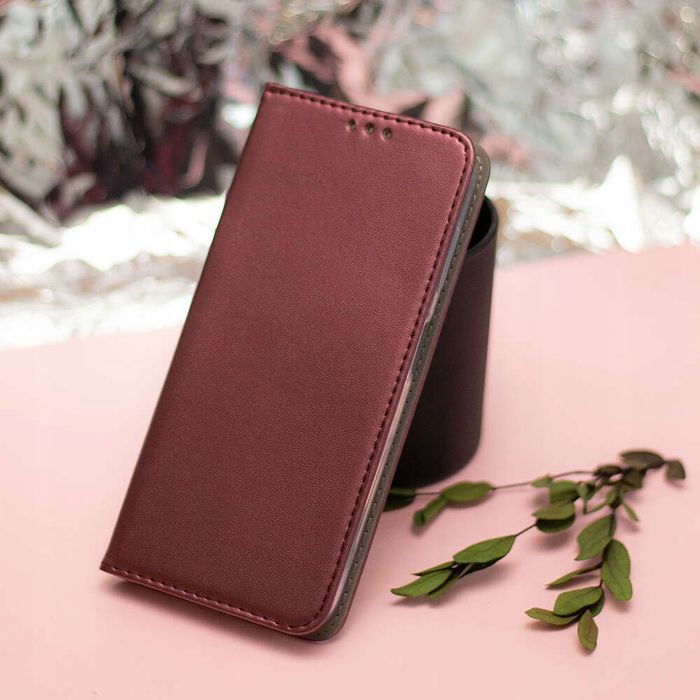 Etui Z Klapką Zamykane Magnetic Do Motorola Edge 50 Neo Burgundowe