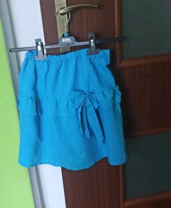 Komplet spódniczka z kokardką i bluzka w kropki vintage