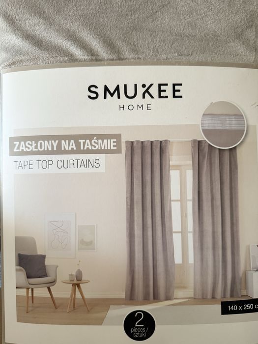 Zasłony welurowe Smukke beżowe 2szt. Nowe