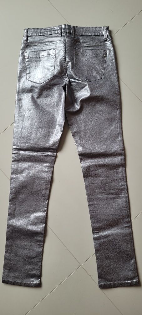 Spodnie srebrne skinny rozm. 36