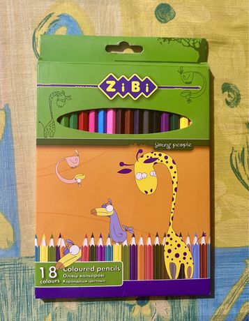 Олівці кольорові карандаши цветные Zibi, 18 кольорів