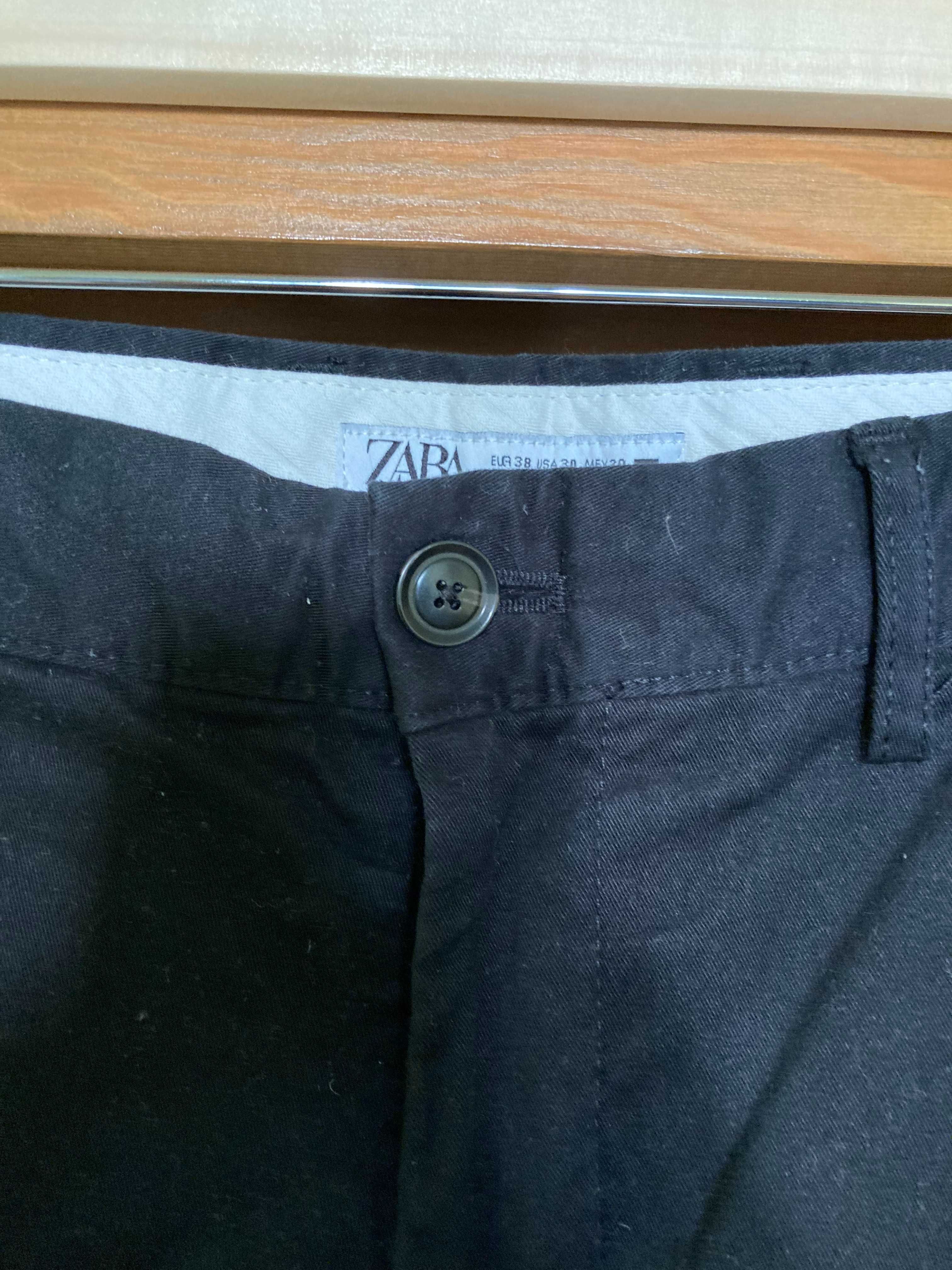 Czarne spodnie materiałowe, marki Zara r. EU 38