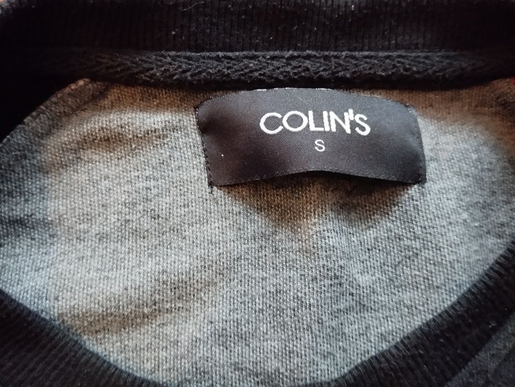 Свитшот мужской черно-серый с принтом COLINS
