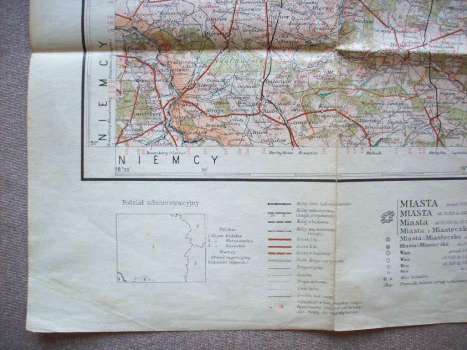 Mapa WIG 1936, Łódź, 1:300 000.