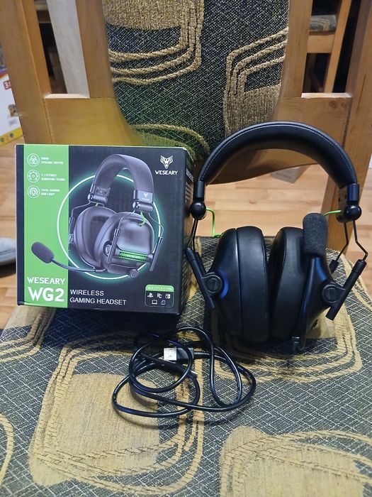 Bezprzewodowe słuchawki do gier, 2,4 GHz z mikrofonem do PS5, PS4, PC,