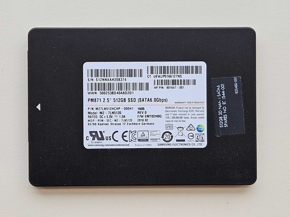 SSD 512Gb SATA 2.5 Samsung PM871 MZ-7LN5120 MZ7LN512HCHP