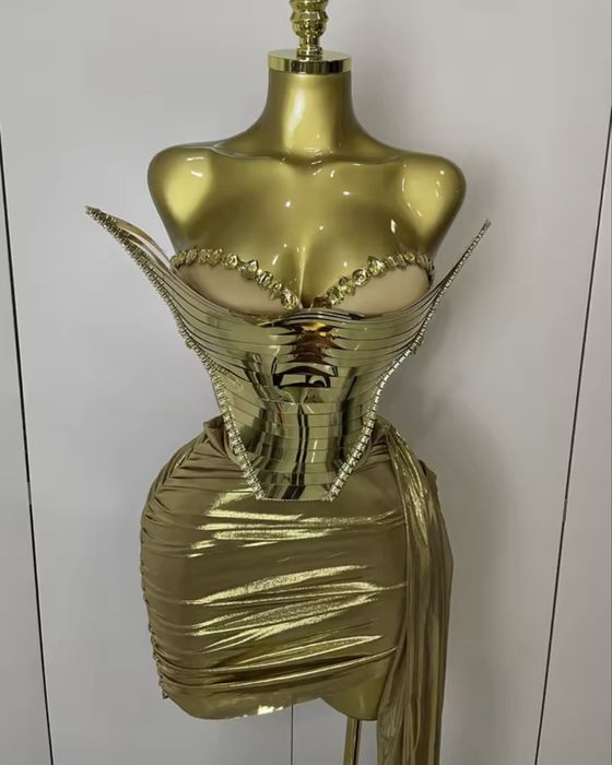 Zlota sukienka gorsetowa beyonce lady gaga 36 s zdobiona