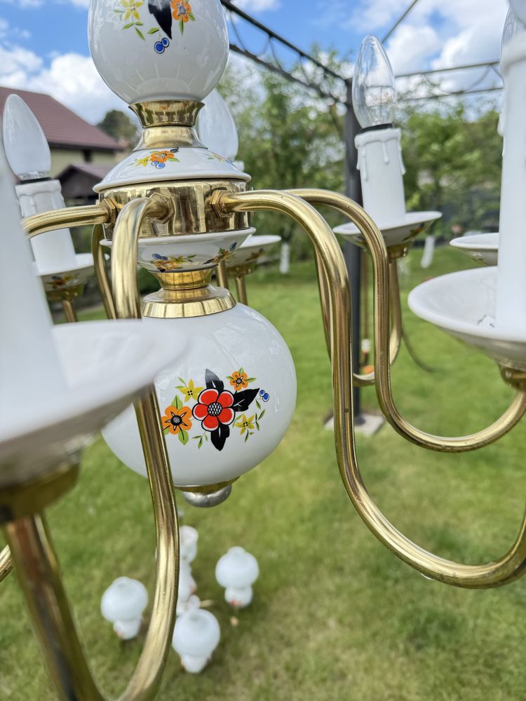 Porcelanowy żyrandol retro z czasów PRL
