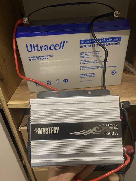 Гелевый АКБ 12в 100ah + инвертор 1000вт