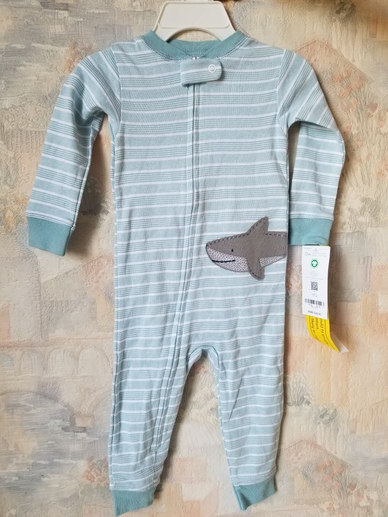 Человечек Carter's голубой с акулой, Snug fit, 12M (76см)