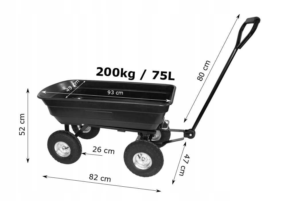 HIT! Wózek Transportowy OGRODOWY Przyczepka WYWROTKA 200kg + GRATIS