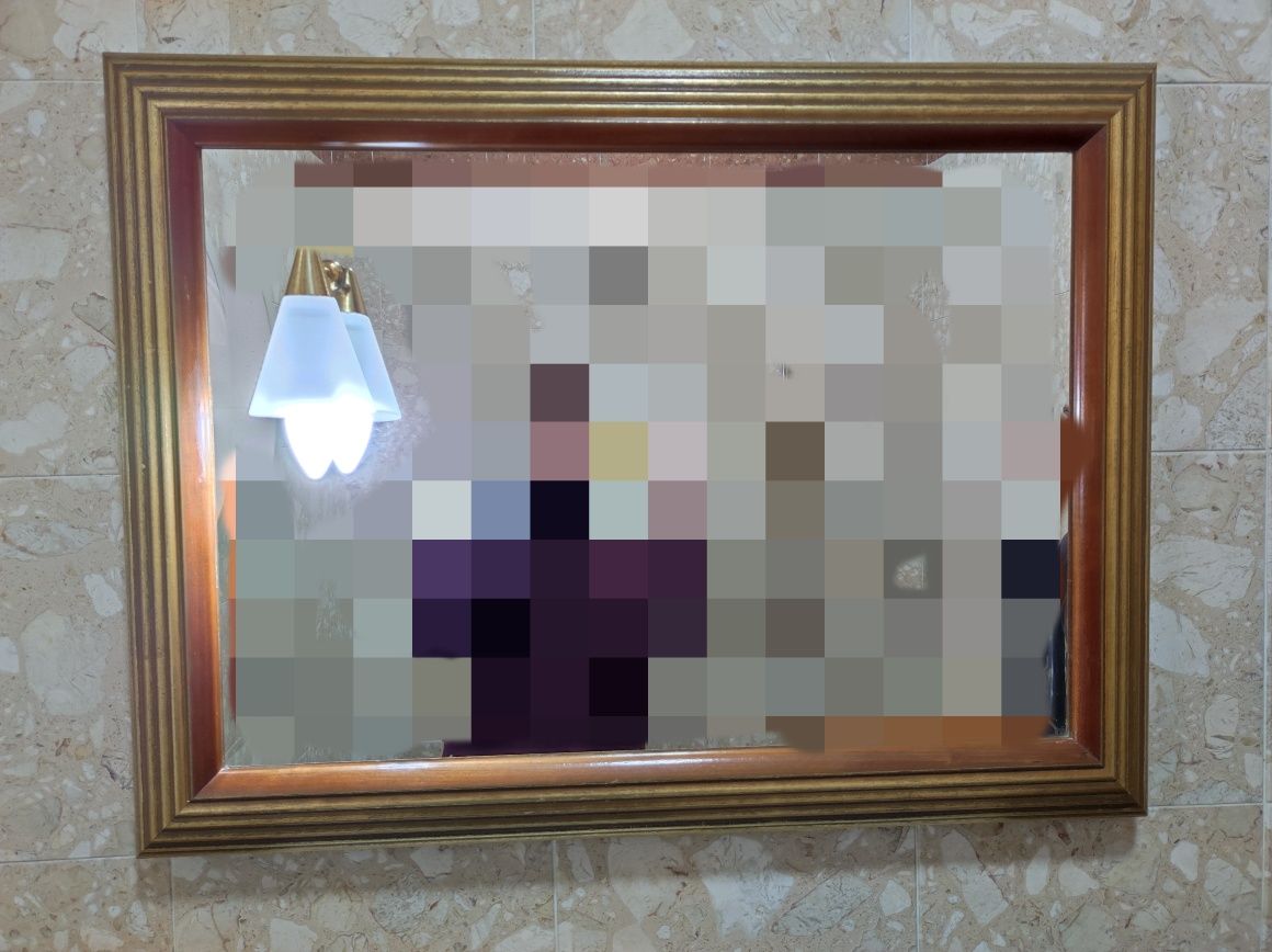 espelho wc com moldura e iluminação integrada