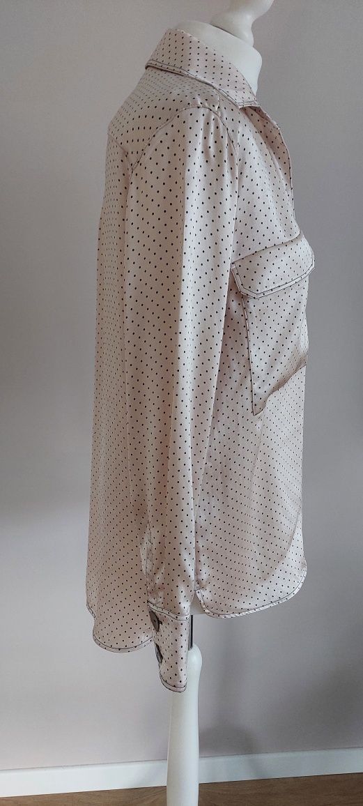 Massimo Dutti r.40 jasnoróżowa bluzka w kropki / wiskoza / lejąca