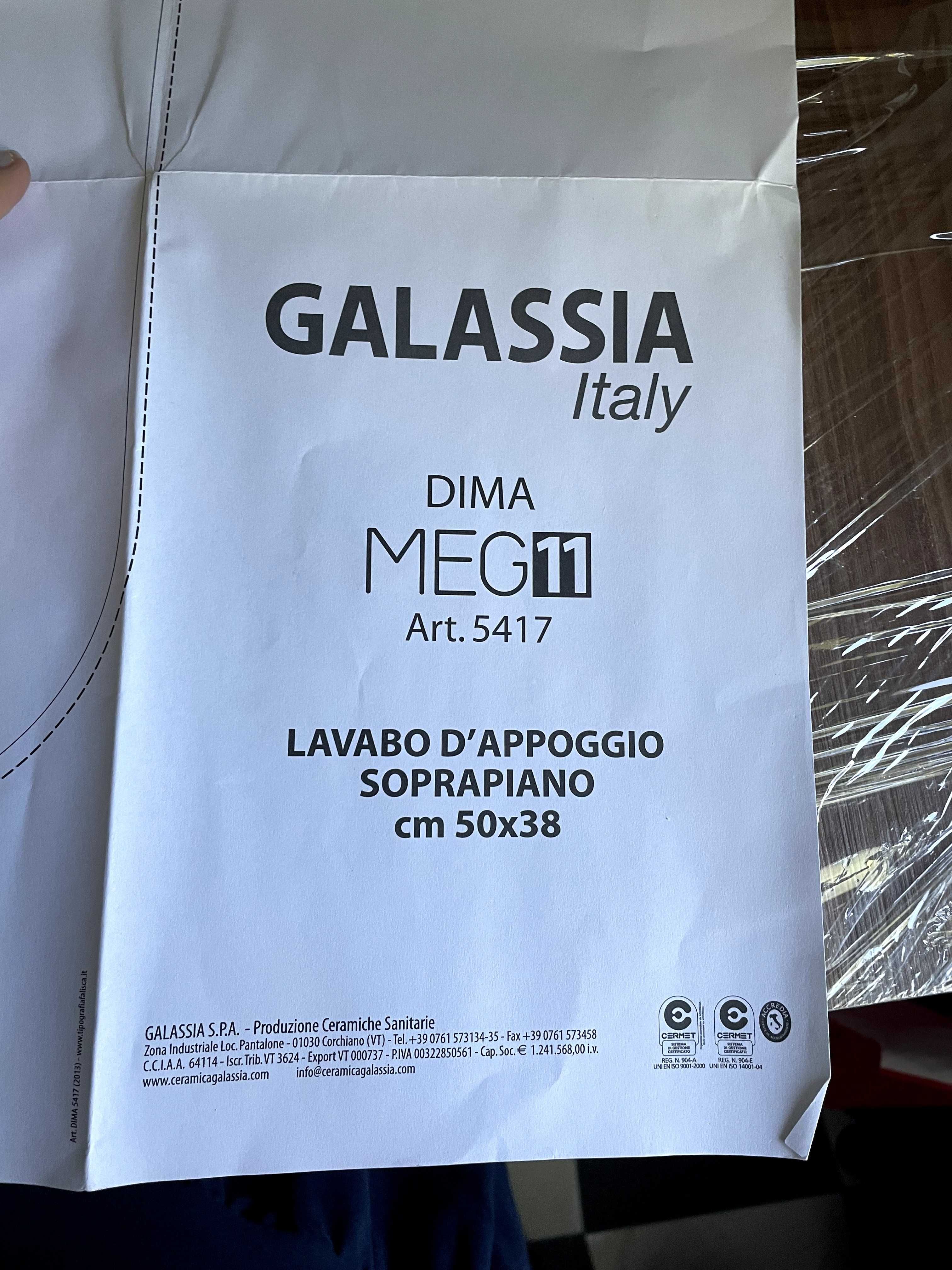 Umywalka nablatowa Galassia Meg 11 50x38cm, bez otworu, biała