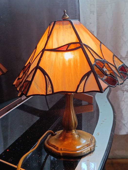Lampa ,, Tiffany " witraż , sześciobok - klosz