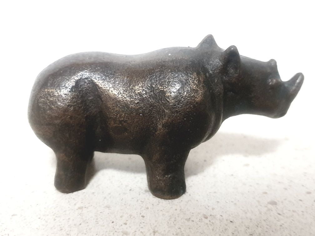 Fantástico antigo pisa papel Rino em bronze