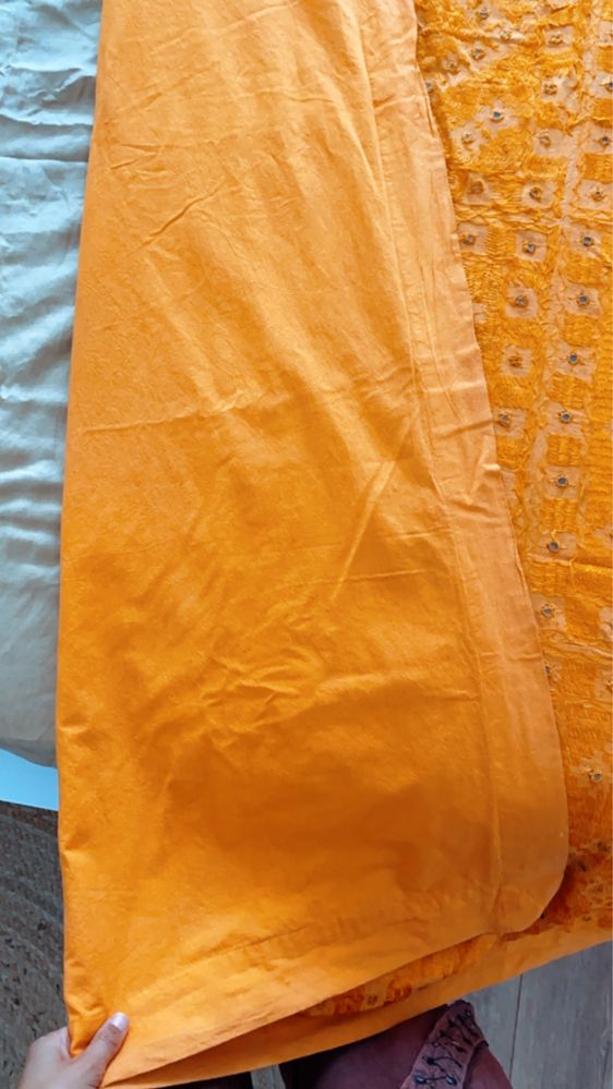 Manta colcha indiana laranja espelhos bordados Índia solteiro