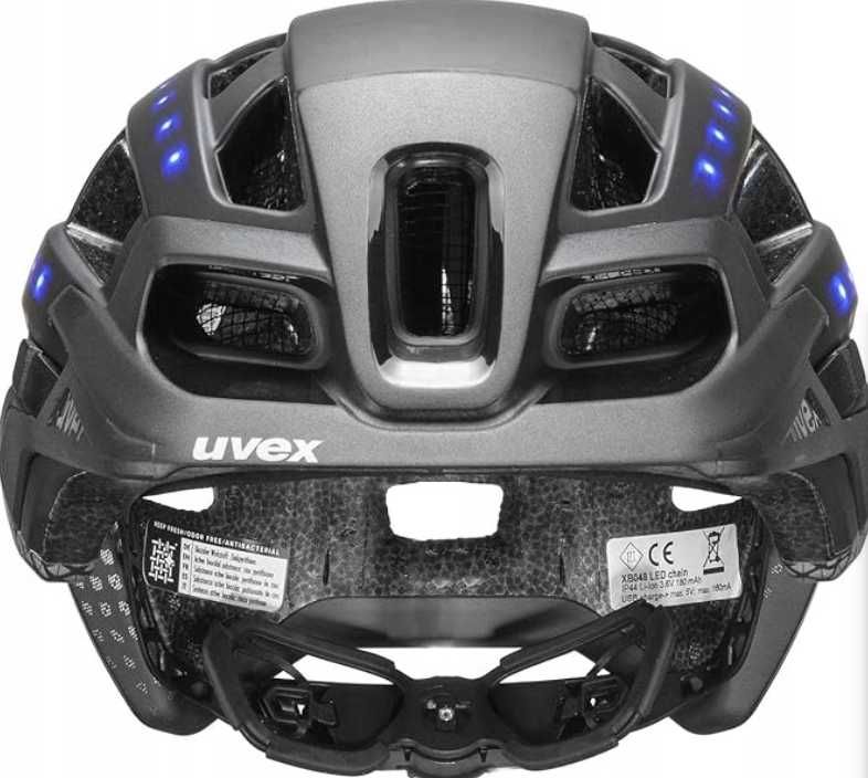 Kask rowerowy unisex z oświetleniem LED r. 52-57 cm black-silver matt