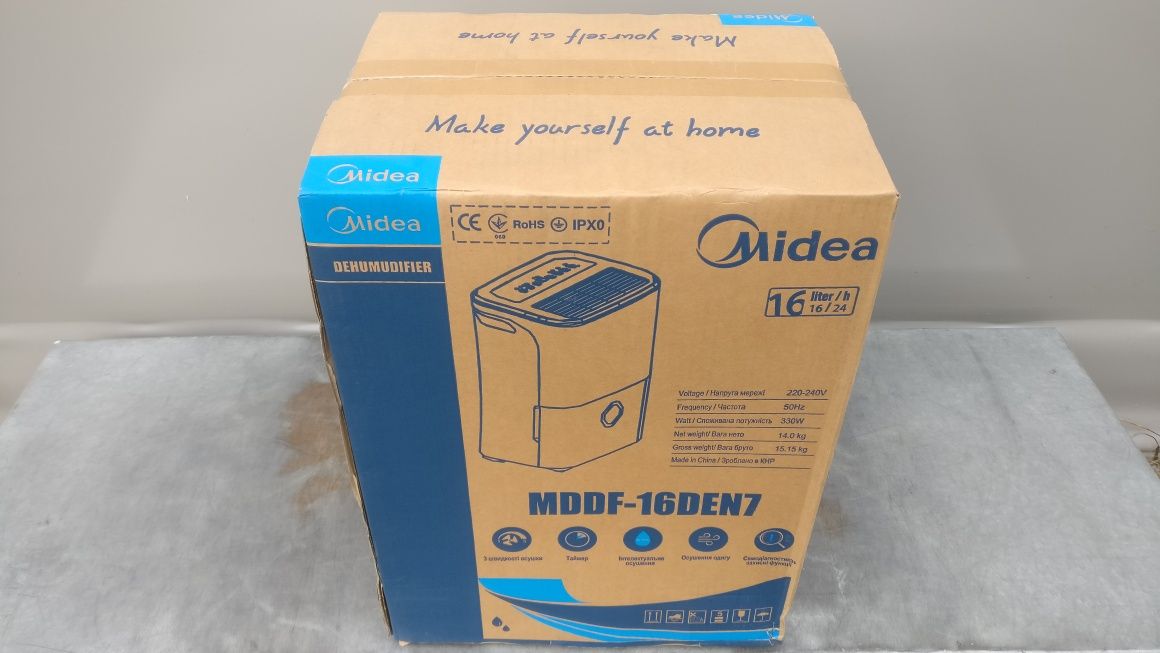 Осушувач повітря MIDEA MDDF-16DEN7 НОВИЙ, не б/в 16 литрів/добу