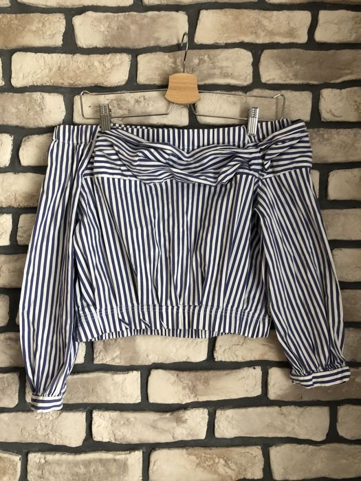 Hiszpanka zara m niebiesko biała bluzka zara 38