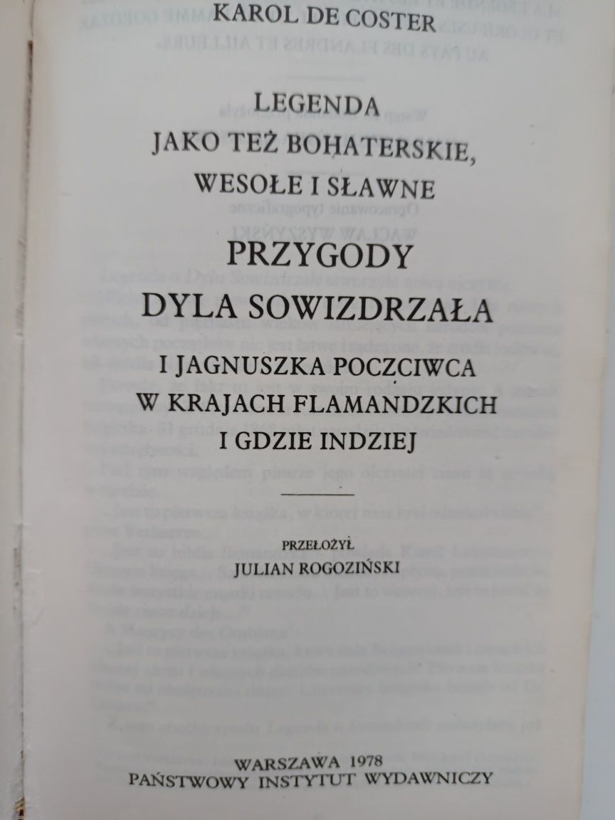 "Przygody Dyla Sowizdrzała" Karol De Coster