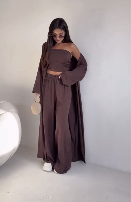 Костюм трійка шоколадний колір